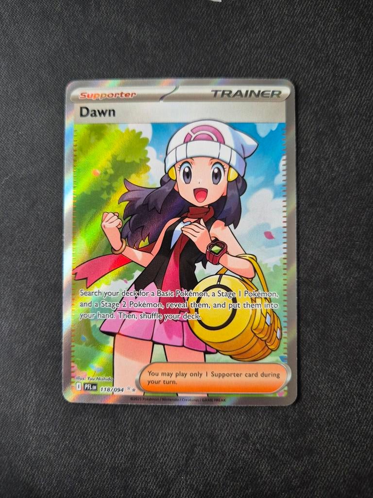 Pokémon Kaart Dawn Supporter Full Art Trainer 118/094, Ophalen, Zo goed als nieuw, Losse kaart, Foil