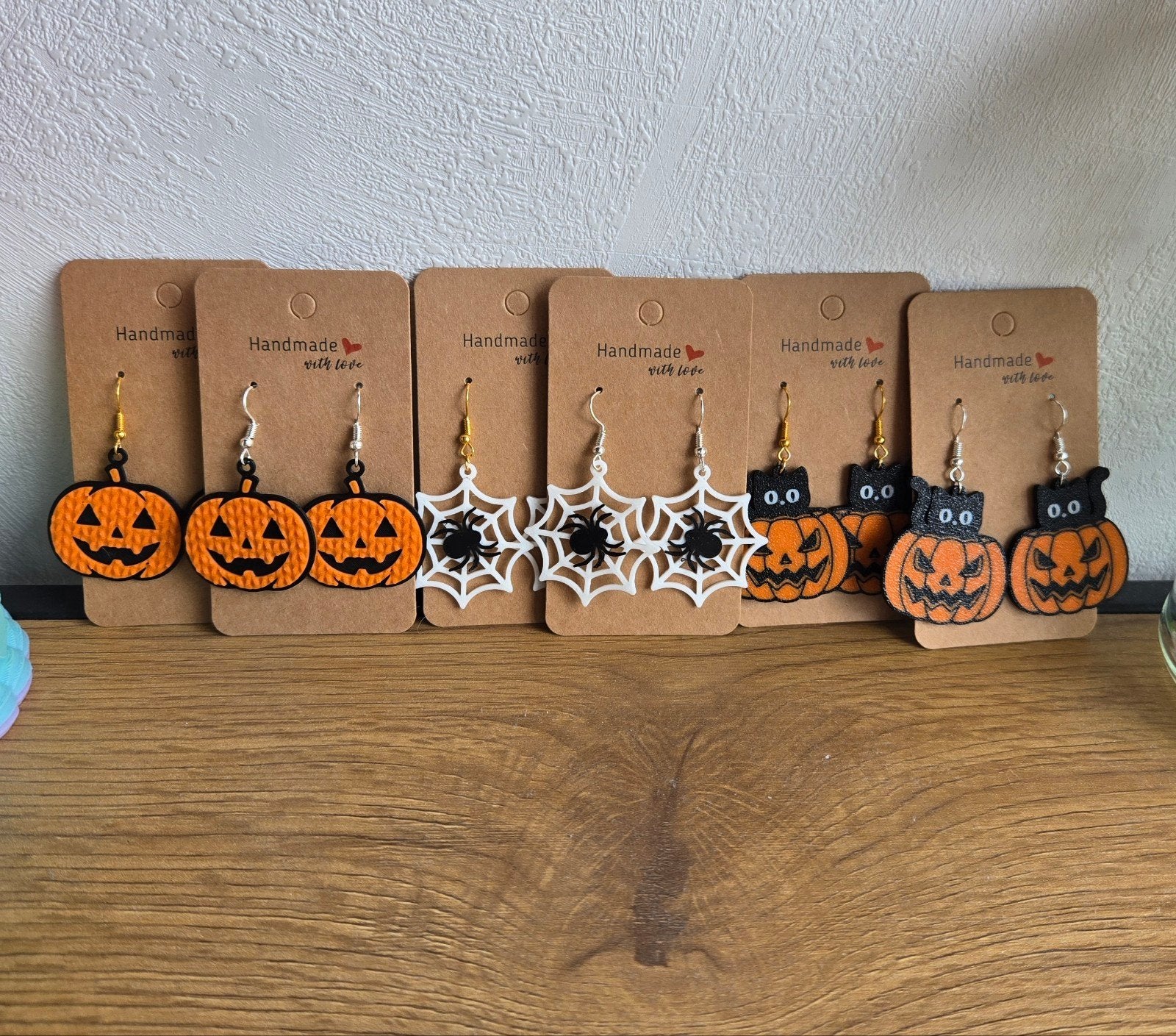 Halloween Oorbellen: Pompoen, Kat of Spinneweb, Overige materialen, Hangers, Overige kleuren, Nieuw