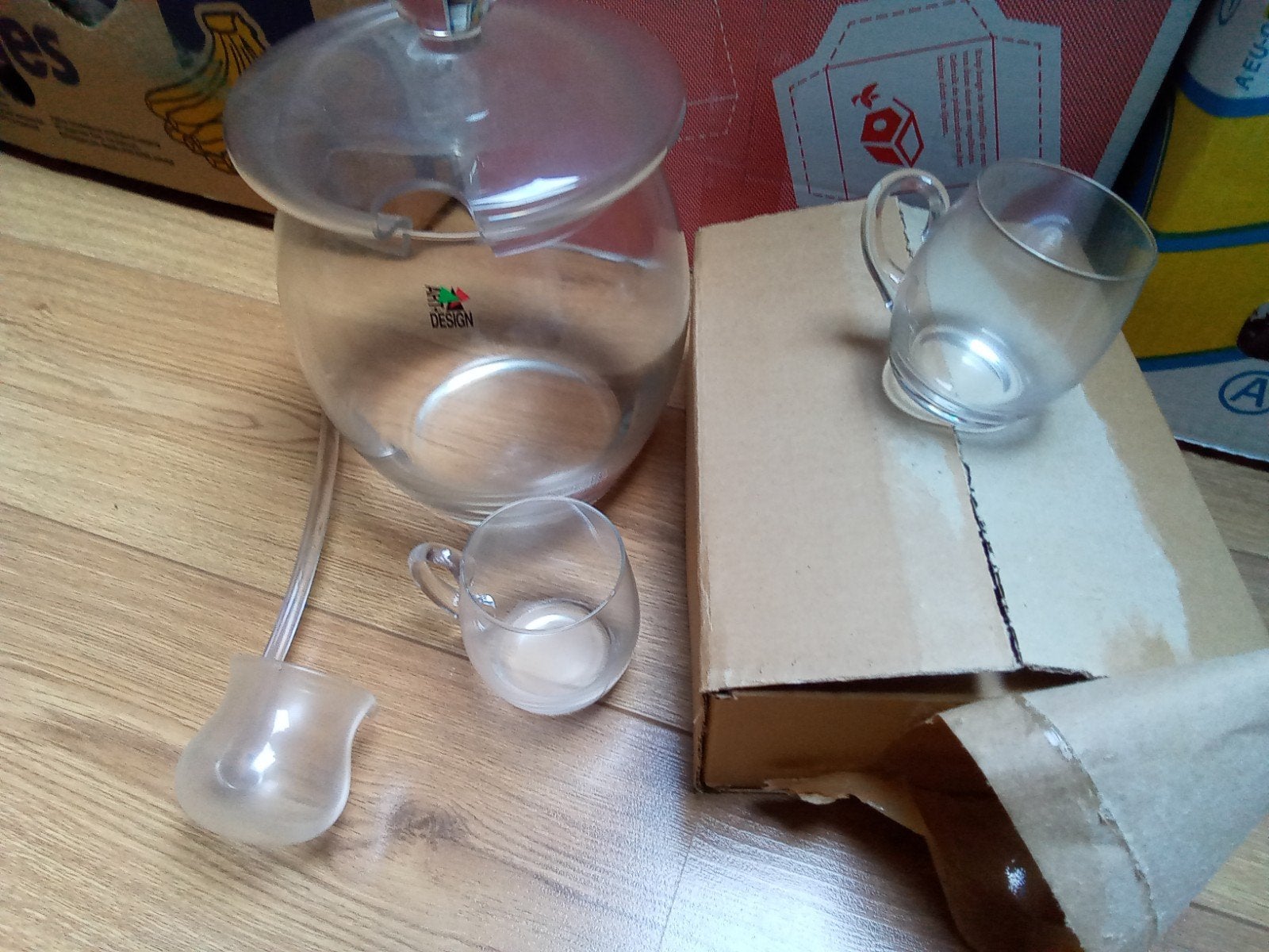 Kristallen Bowlset, grote schaal, 6 glaasjes en een opschepl, Ophalen of Verzenden