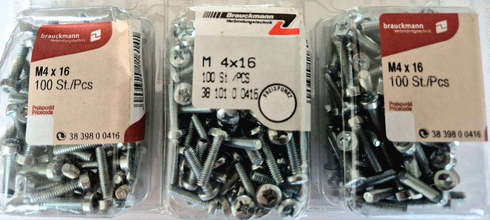 Brauckmann M4x16 Boutjes (300 stuks), Doe-het-zelf en Verbouw, Ophalen of Verzenden, Nieuw, Minder dan 50 mm, Bouten of Moeren