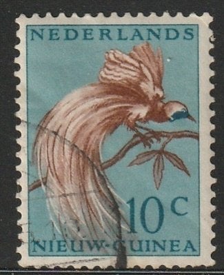 Nieuw-Guinea 1954 27 Paradijsvogel 10c, Gest, Postzegels en Munten, Postzegels | Nederlands-Indië en Nieuw-Guinea, Ophalen of Verzenden