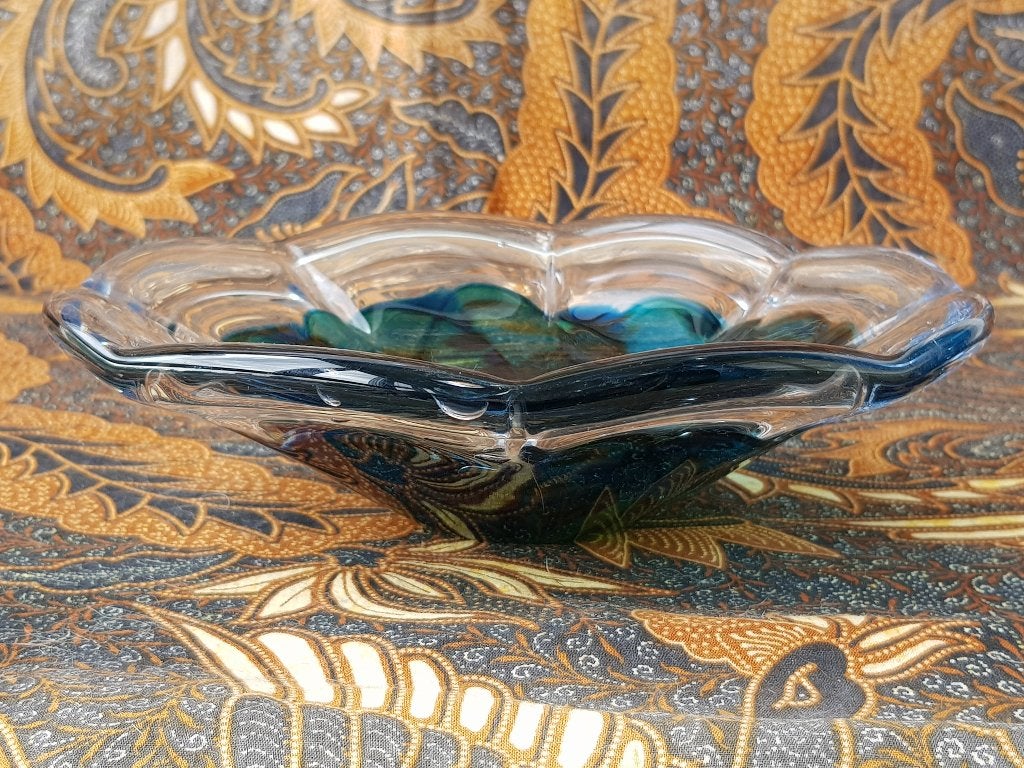 Mooie zware oude glazen schaal uit Malta 20 cm., Antiek en Kunst, Ophalen of Verzenden