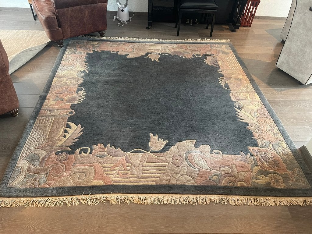 tapijt met abstract patroon - Blauw Grijs/Bruin, Huis en Inrichting, Stoffering | Tapijten en Kleden, 200 cm of meer, Zo goed als nieuw