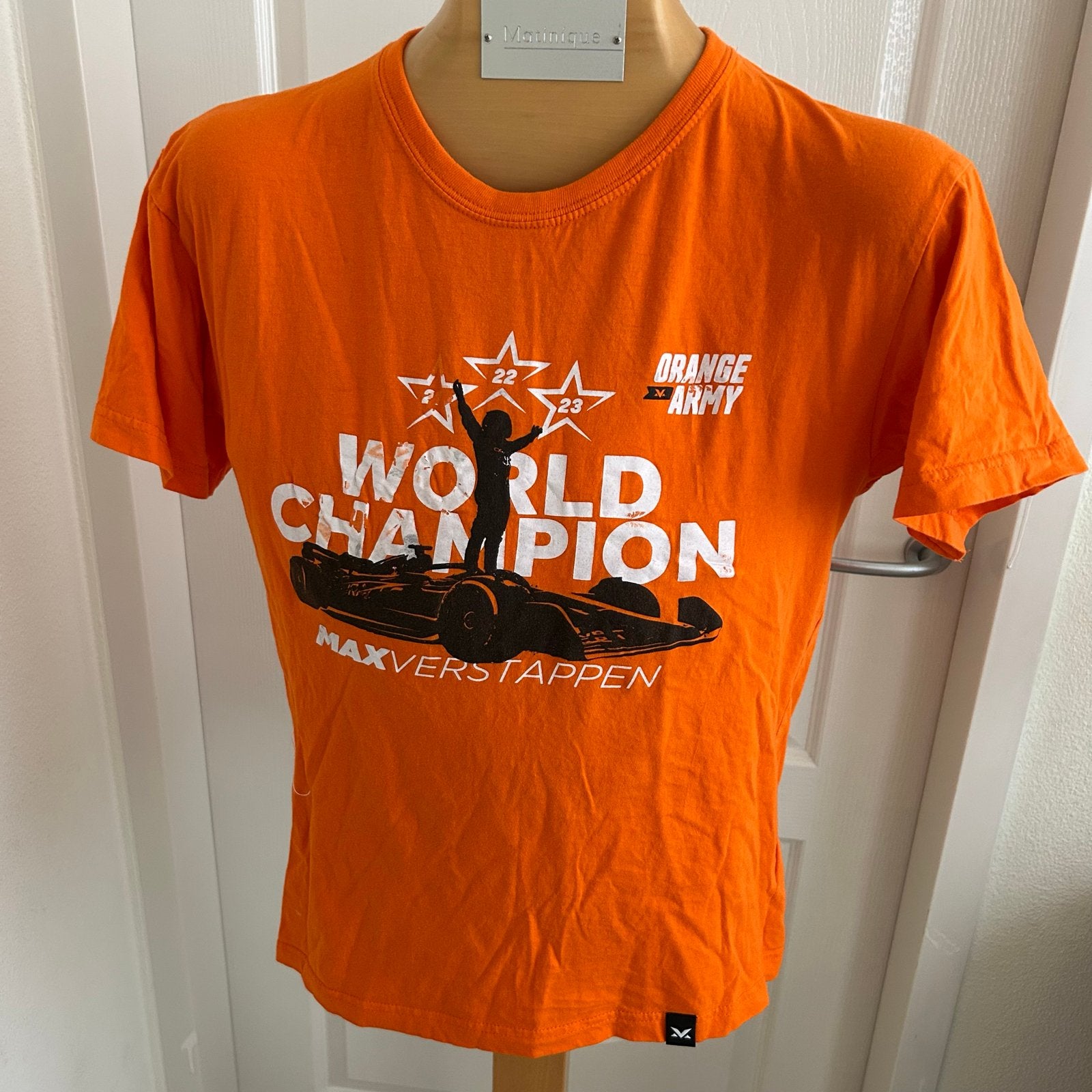 Max Verstappen World Champion T-shirt Oranje Maat M Aktie WK, Ophalen of Verzenden, Zo goed als nieuw, Maat 48/50 (M), Oranje