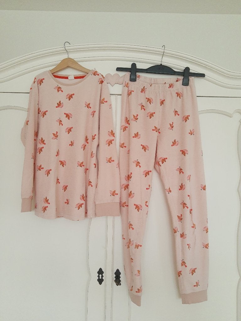 Hema badstof meisjes pyjama roze met vogeltjes maat 158-164, Nacht- of Onderkleding, Meisje, Ophalen of Verzenden, Zo goed als nieuw
