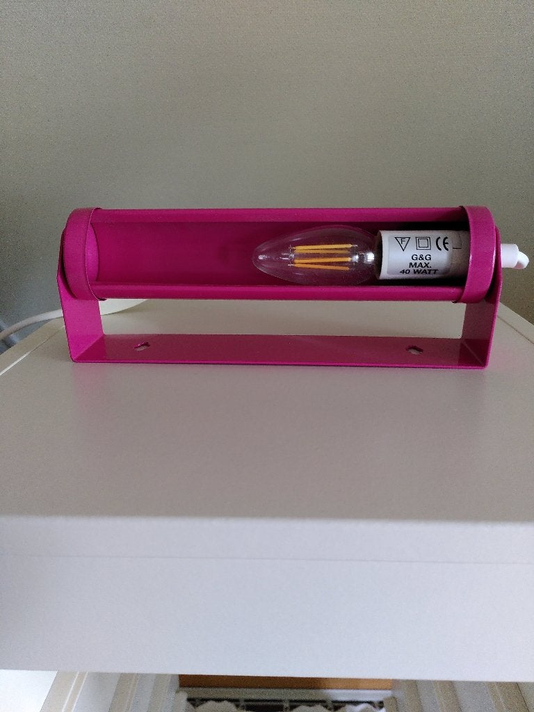 Leeslampje roze, incl. 25 W LED lamp en snoer met knipper., Ophalen, Zo goed als nieuw, E14 (klein), Led-lamp