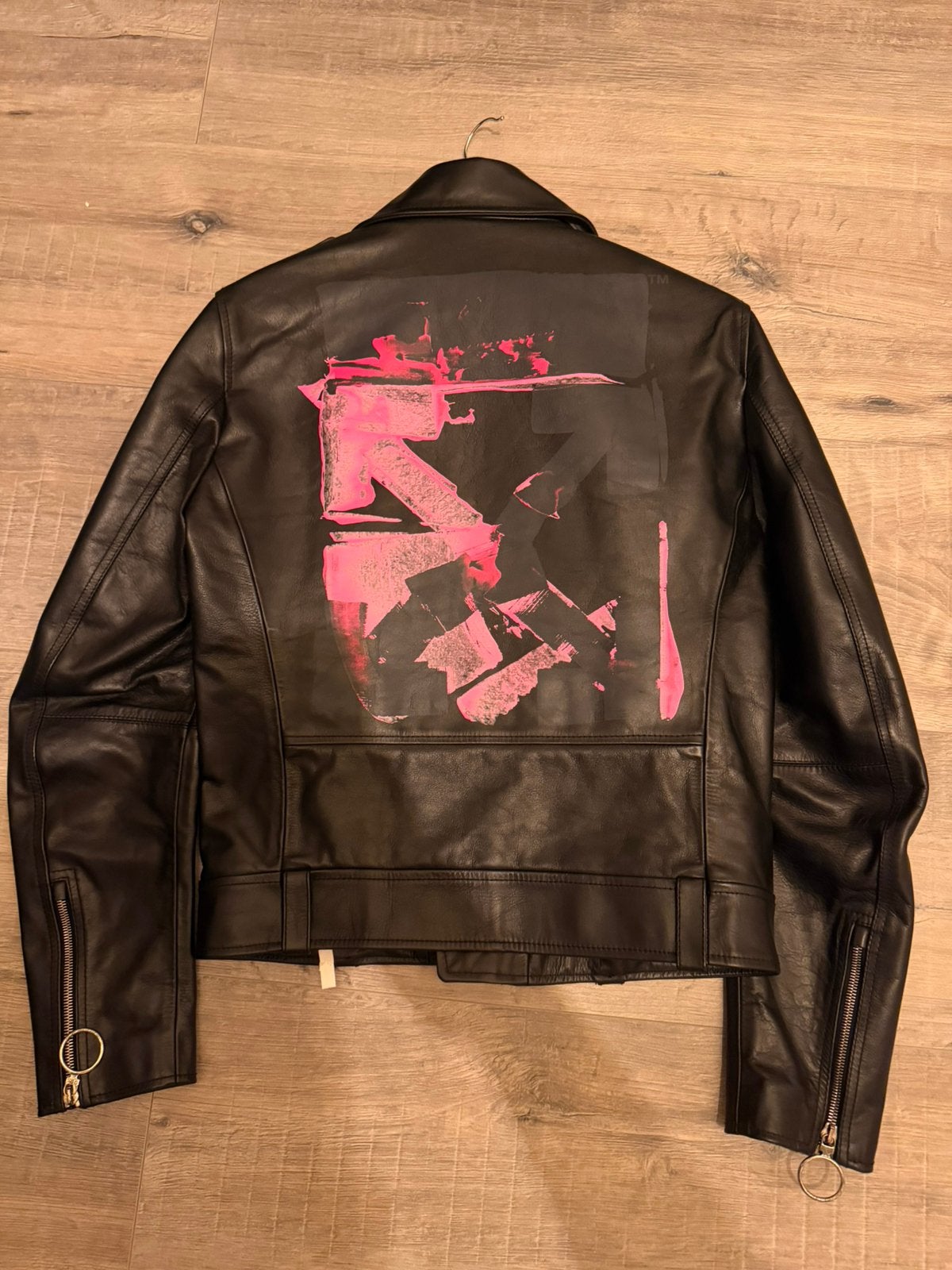 Off White (M)Arrows Leather Biker Jacket Gelimiteerde Editie, Ophalen, Zo goed als nieuw, Wit
