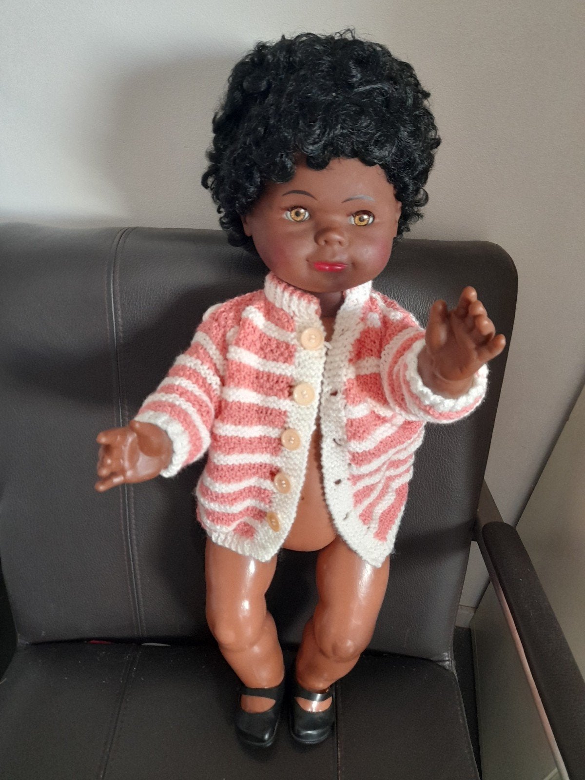Mooie Lissi batz donkere  pop 70 cm, Ophalen of Verzenden, Zo goed als nieuw, Babypop