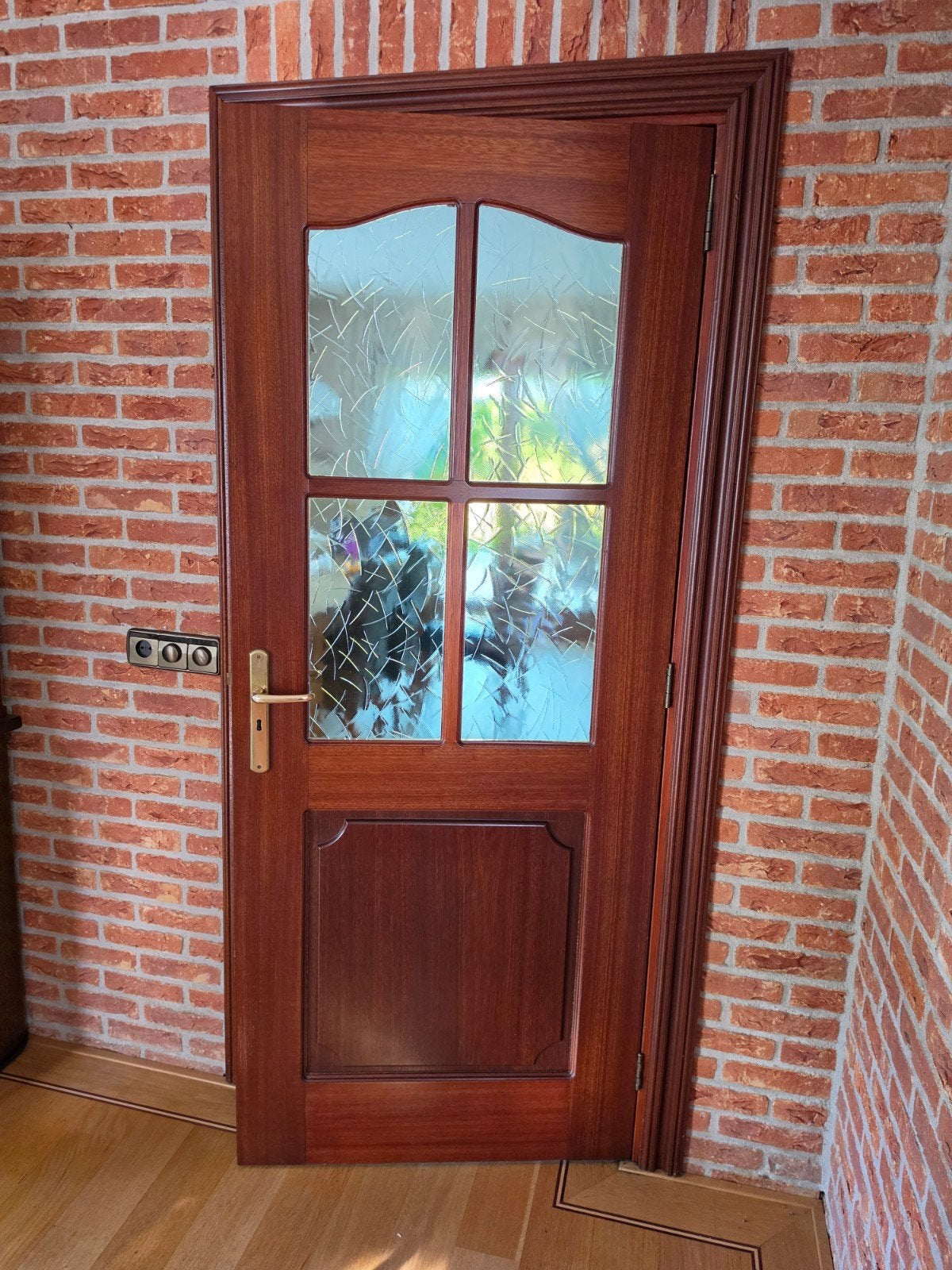 3 Massieve houten deuren met glas en beslag (83x200cm), Doe-het-zelf en Verbouw, Ophalen, Gebruikt, 80 tot 100 cm, Binnendeur