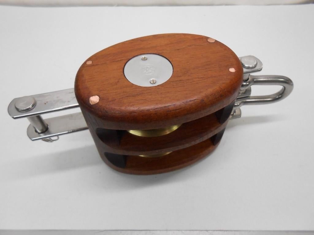 Houten Blok, Katrol, 2-schijfs, hondsvot, 16 -18 mm, teak, Watersport en Boten, Ophalen of Verzenden, Nieuw, Lijn of Blok