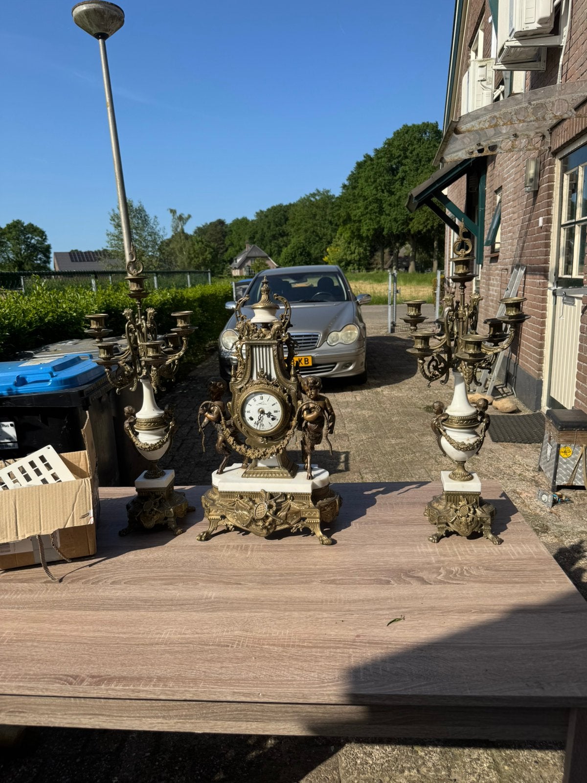 3 delige bravetto klokkenstel, Antiek en Kunst, Ophalen