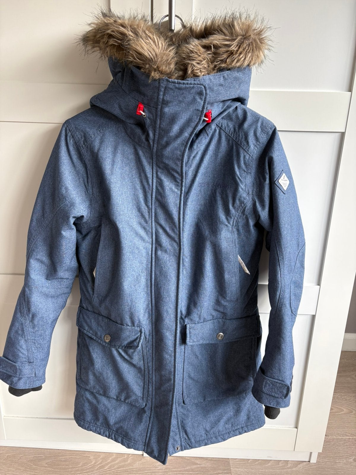 Mooie winterjas Didriksons mt36, Ophalen of Verzenden, Zo goed als nieuw, Blauw