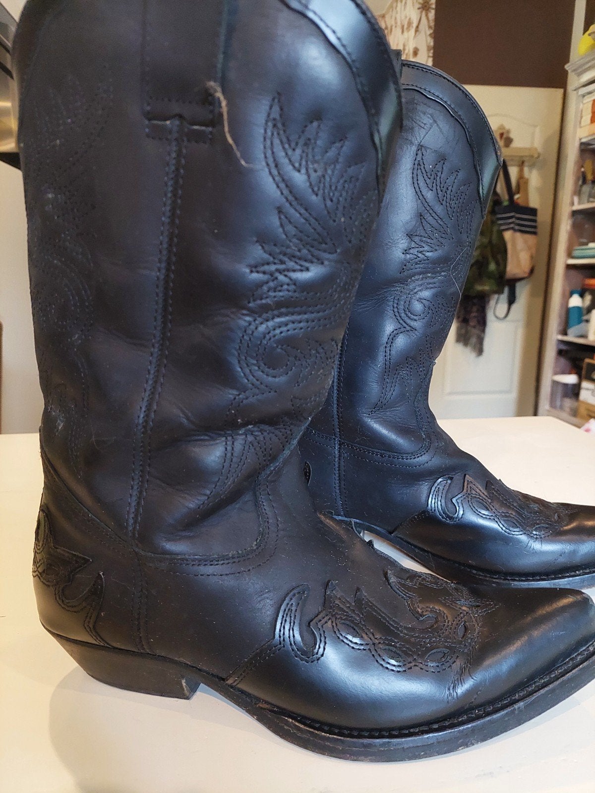 Zwarte cowboylaarzen met borduursel, Ophalen, Hoge laarzen, -, Zwart