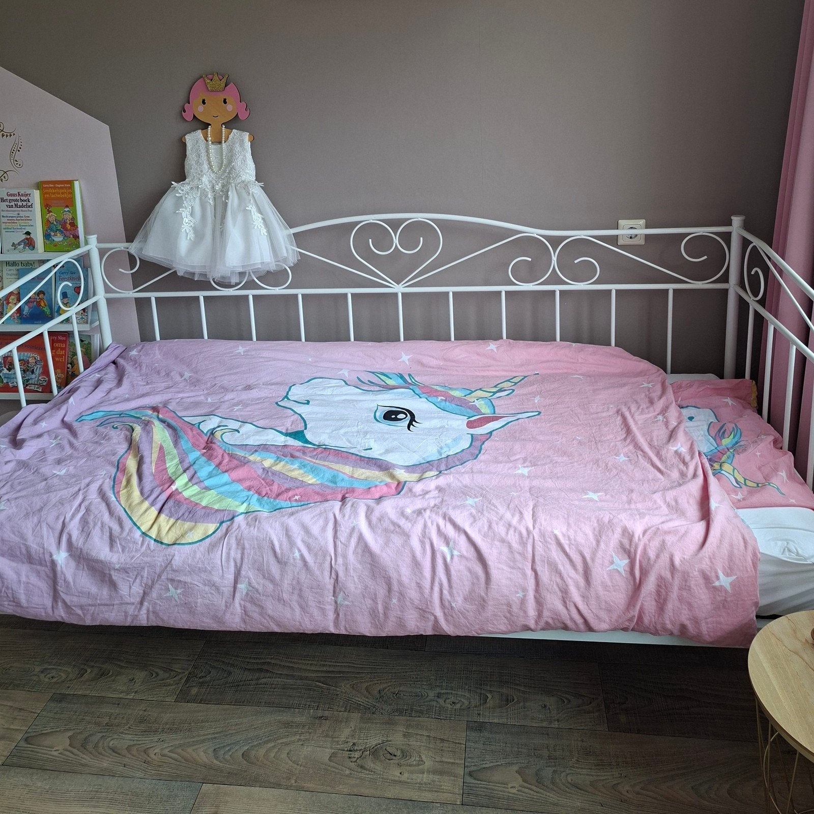 wit stalen  meisjesbed, Ophalen, 180 cm of meer, 85 tot 100 cm