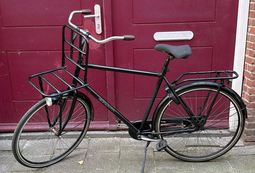 28 inch herenfiets met terugtraprem framemaat 57 cm, Terugtraprem, Gebruikt, 57 tot 61 cm, Ophalen
