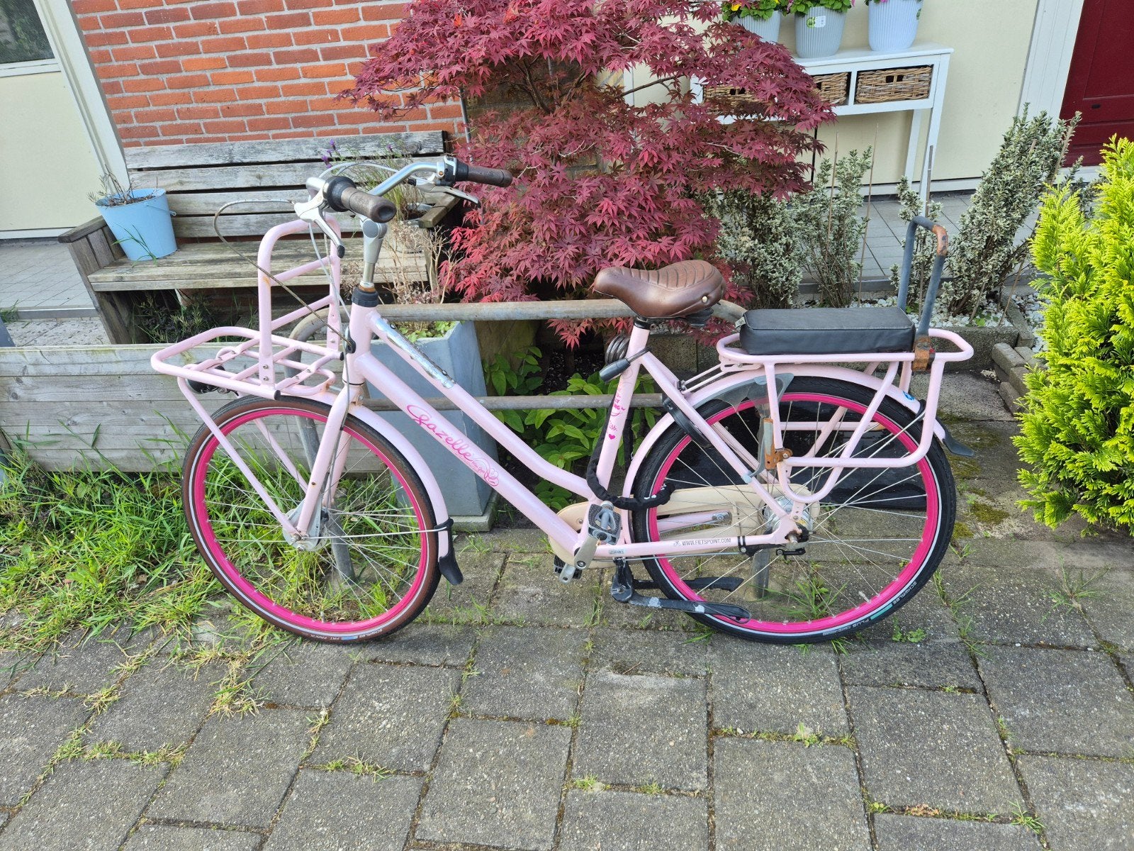 Roze damesfiets te koop, Fietsen en Brommers, Fietsen | Dames | Damesfietsen, Ophalen, Gebruikt, Overige merken, Versnellingen