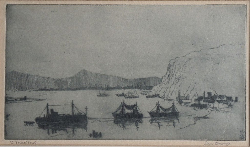 Poppe Damave "Engeland", Ophalen, Met passe-partout, Landschap, 1950 - 1999