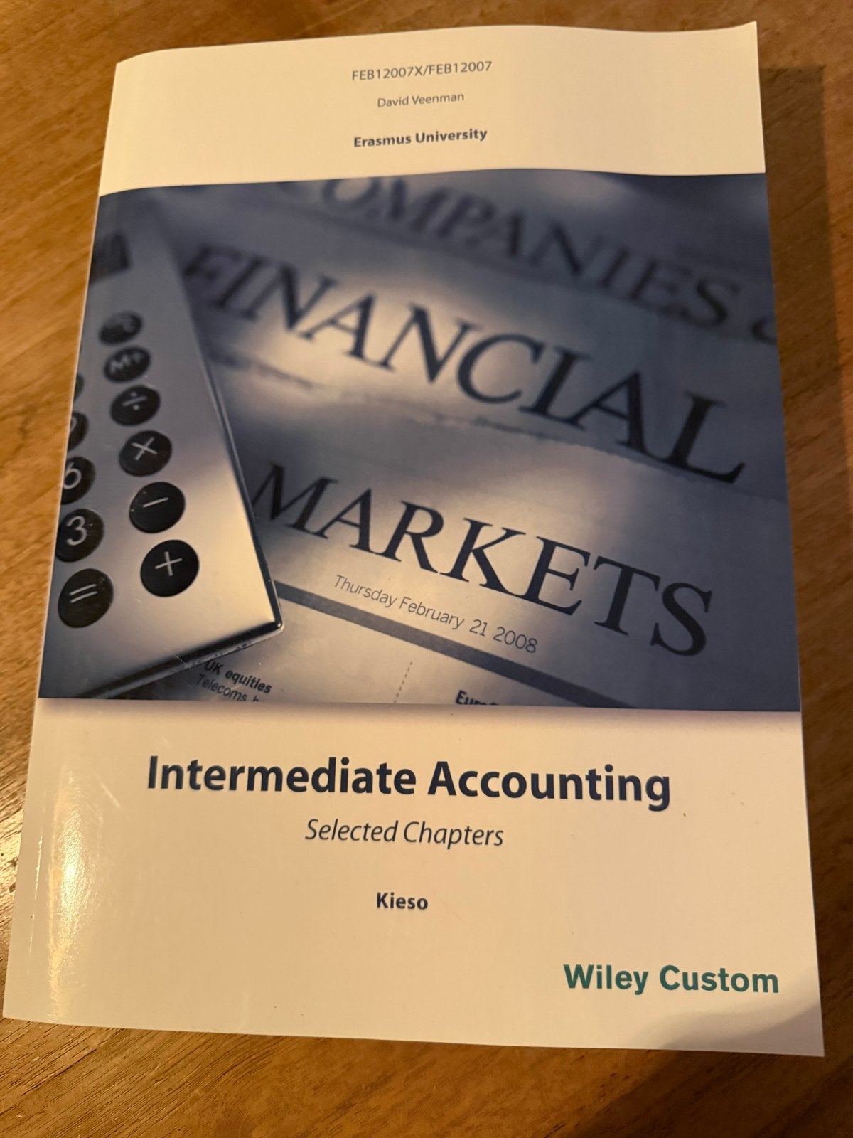 Intermediate Accounting - Selected Chapters (Erasmus), Boeken, Ophalen of Verzenden, Zo goed als nieuw, WO