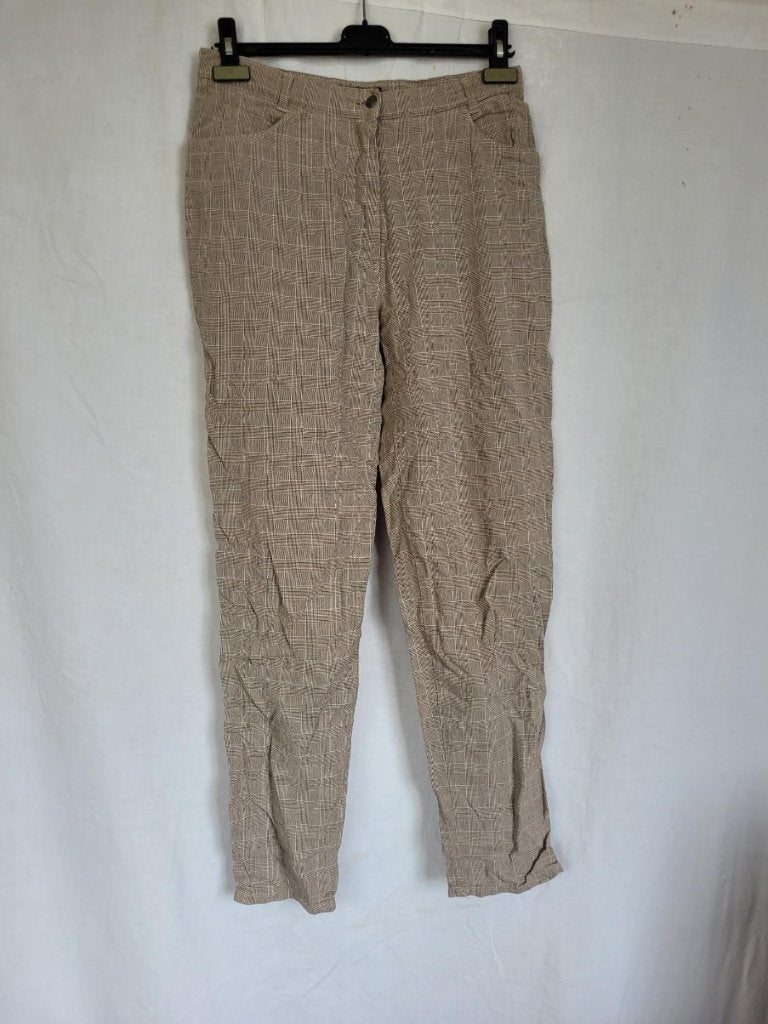 Mooie bruin-wit geruite broek mt 40 merk Anna Montana, Maat 38/40 (M), Bruin, ., Ophalen of Verzenden