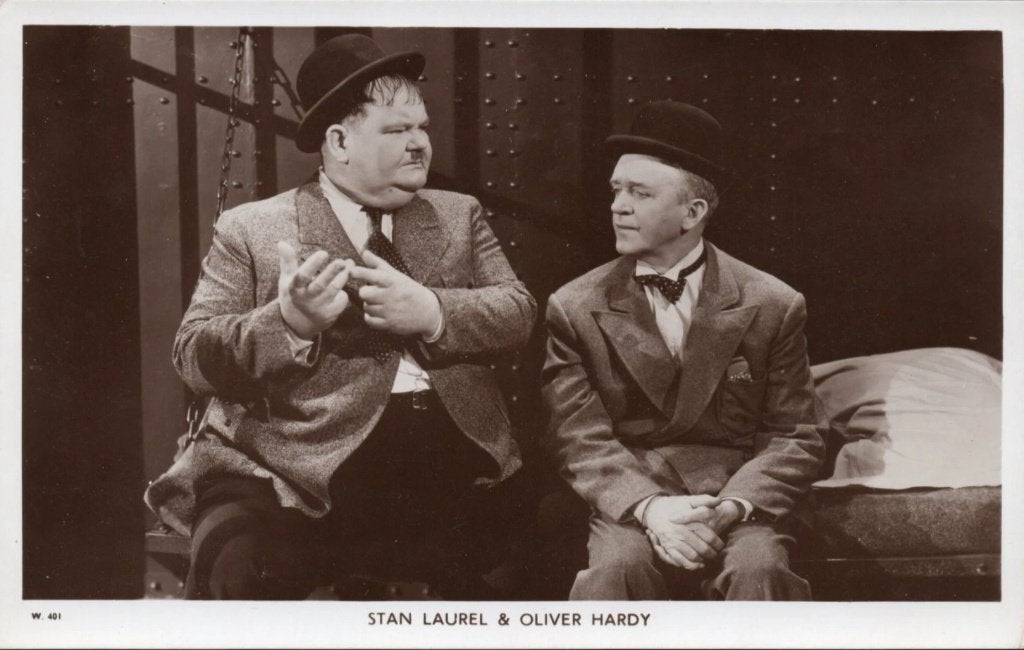 Laurel & Hardy 3 kaarten, Ophalen of Verzenden, Zo goed als nieuw, Film, Foto of Kaart