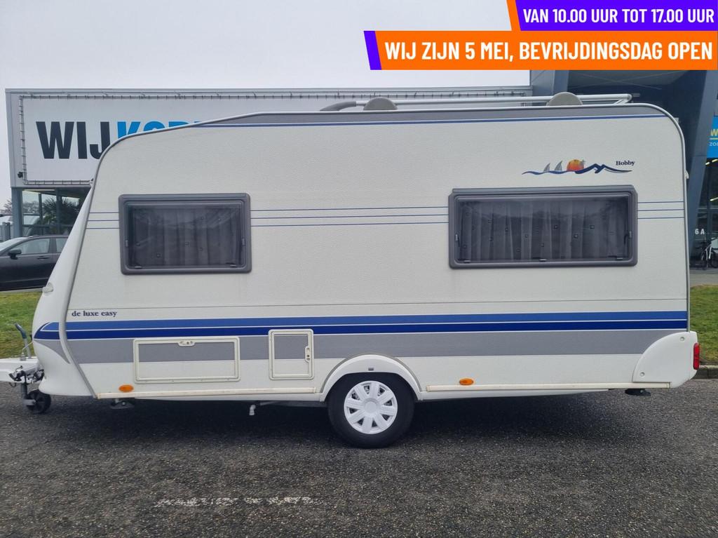 Hobby DE LUXE EASY 440 VOORTENT + DWARSBED + FIETSENDRAGER, Hordeur, Hobby, Bedrijf, 6 tot 7 meter