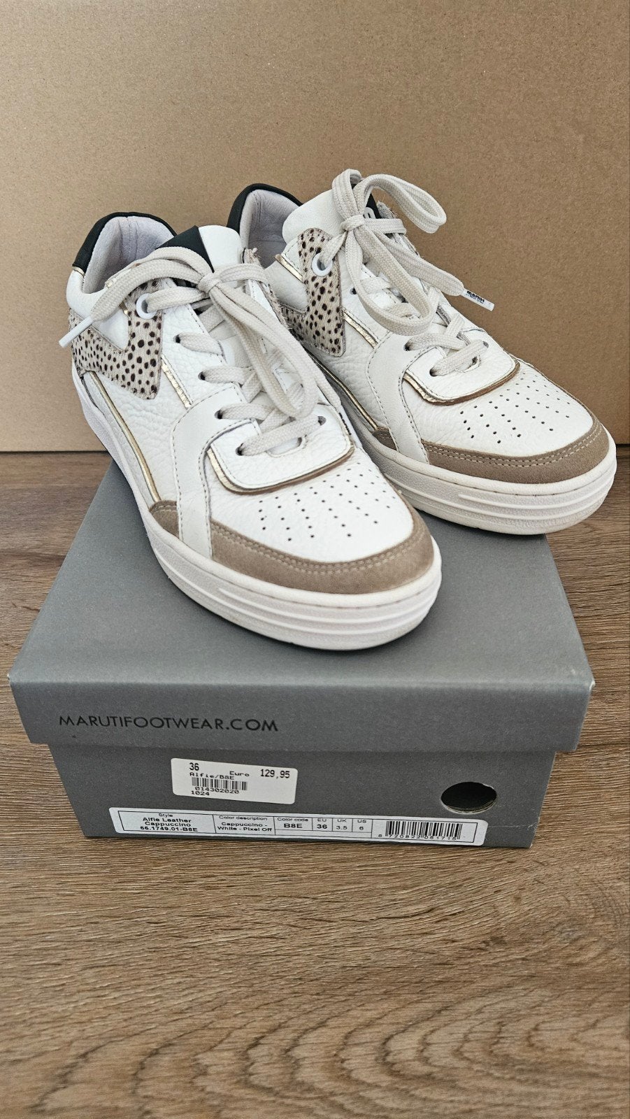 Maruti Alfie Leather Cappuccino Dames Sneakers Maat 36, Kleding | Dames, Wit, Ophalen of Verzenden, Maruti, Sneakers of Gympen