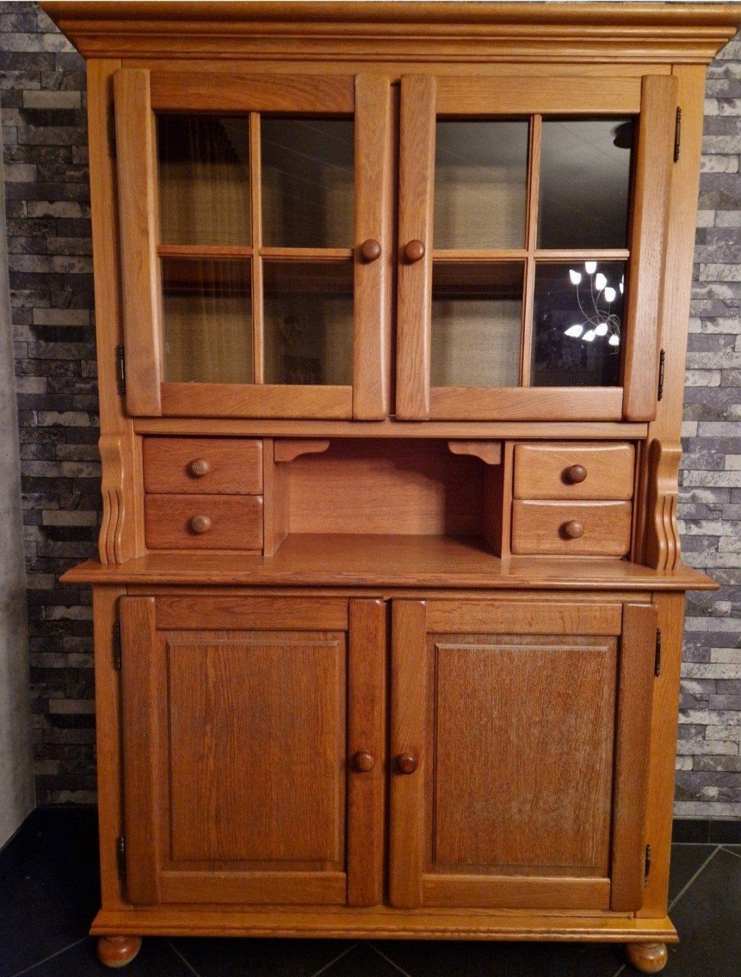blank eiken vitrinekast, Huis en Inrichting, Ophalen, Gebruikt, 100 tot 150 cm, 150 tot 200 cm