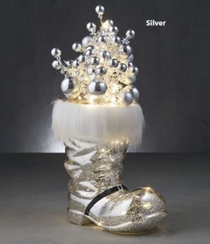 Kerstlaars kerstdecoratie laarsboom zilver LED H. 47, Diversen, Verzenden, Nieuw