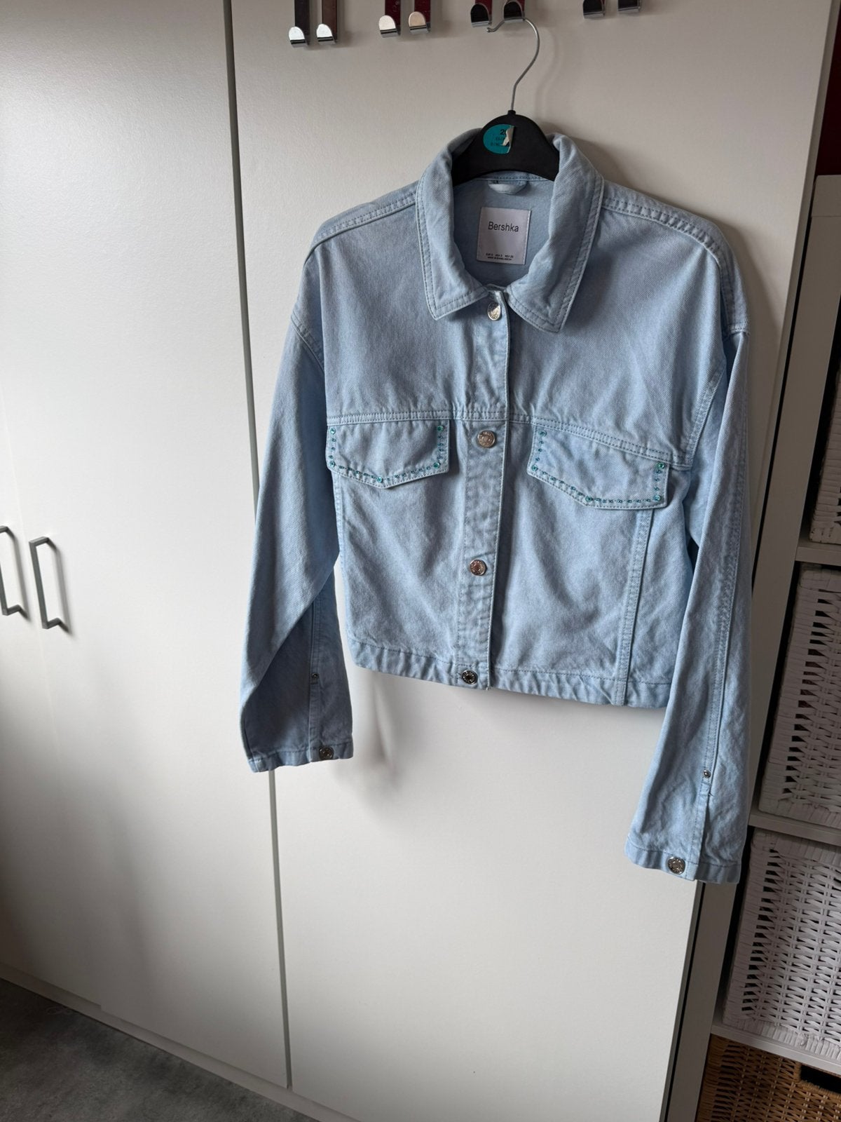 Bershka denim jasje s, Ophalen of Verzenden, Zo goed als nieuw, Blauw