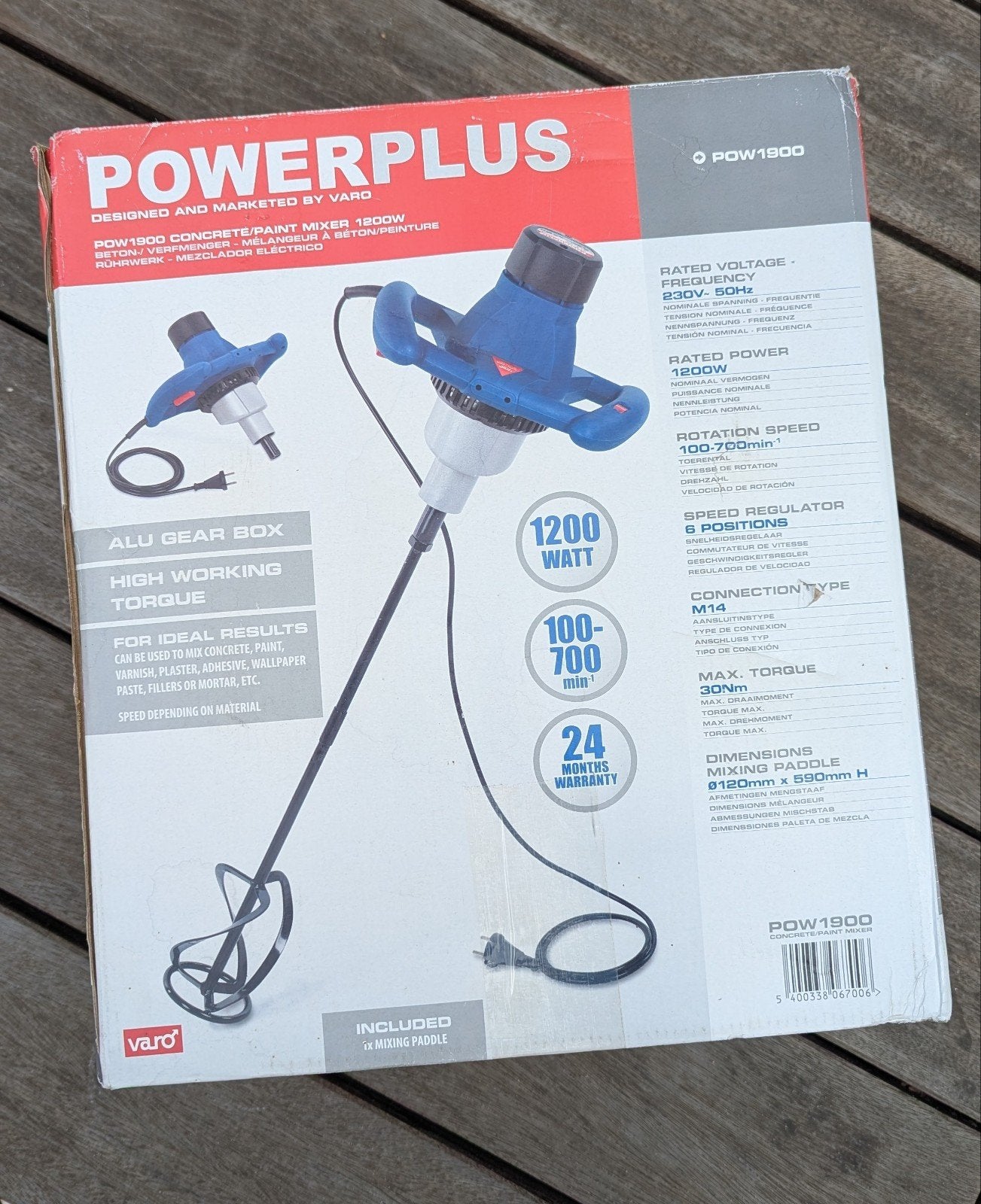 Powerplus POW1900 pleister / verfmenger 1200W, Doe-het-zelf en Verbouw, Gereedschap | Overige machines, Ophalen of Verzenden, Gebruikt