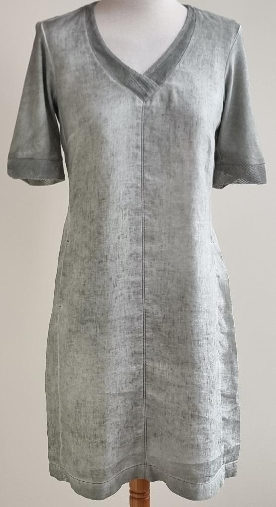 Sandwich grijs linnen jurkje mt. 34, Kleding | Dames, Jurken, Ophalen of Verzenden, Zo goed als nieuw, Maat 34 (XS) of kleiner