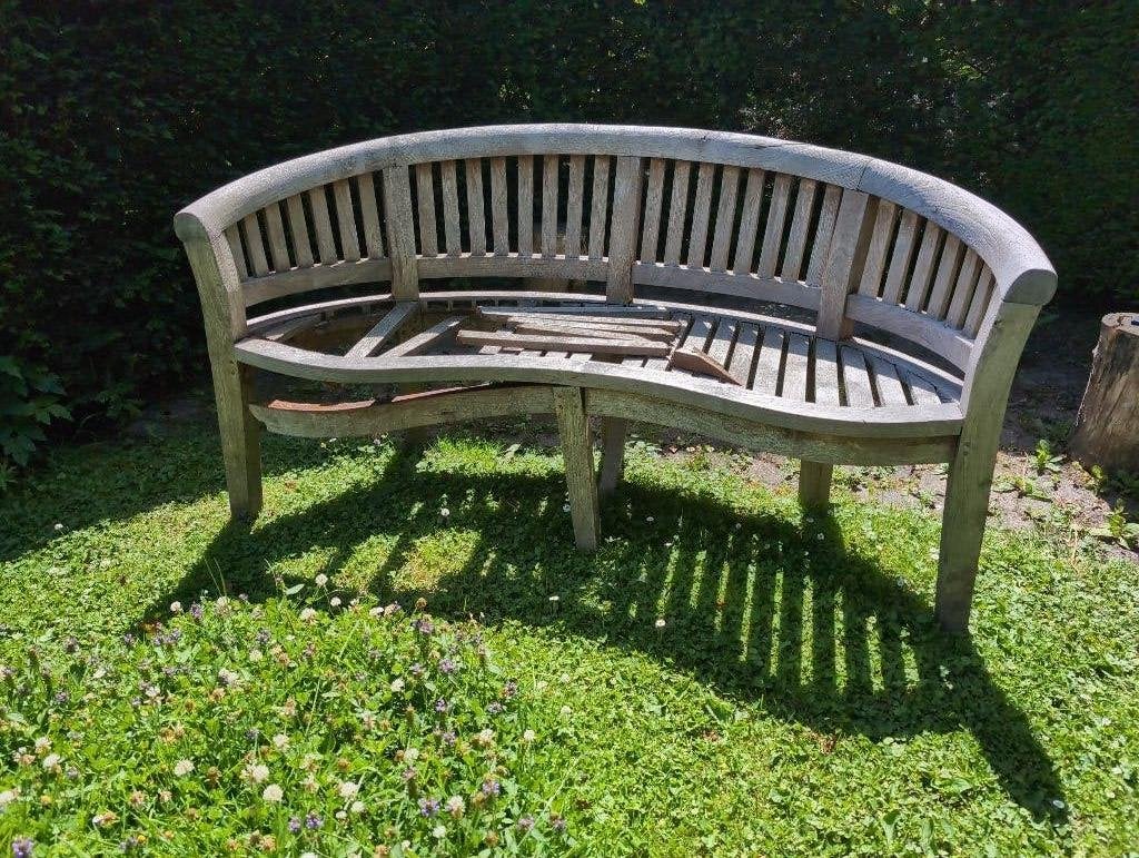 banaanbank, Tuin en Terras, Ophalen, Gebruikt, Teakhout