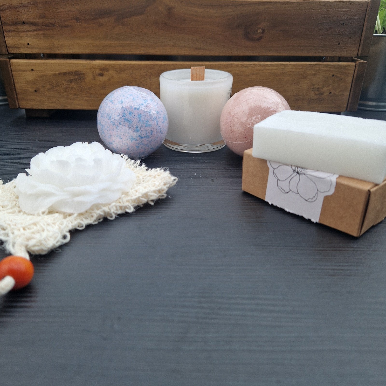 Zelfgemaakte Soya Kaars, Zeep & Bruisballen met Zeepzakje, Ophalen of Verzenden, Nieuw, Bad & Douche