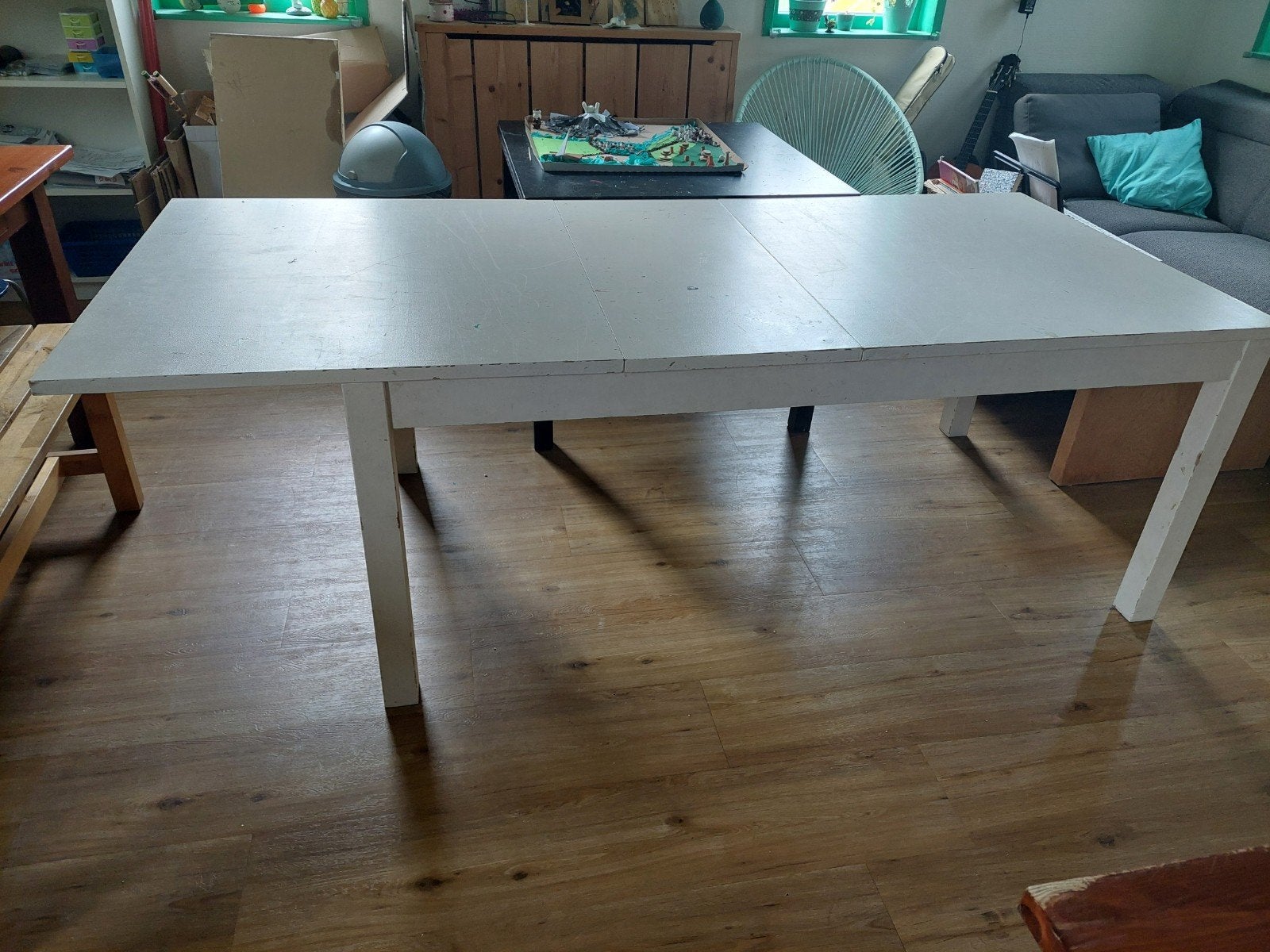 Uitschuifbare eettafel wit - Gebruikt, Ophalen, Gebruikt, 50 tot 100 cm, 150 tot 200 cm