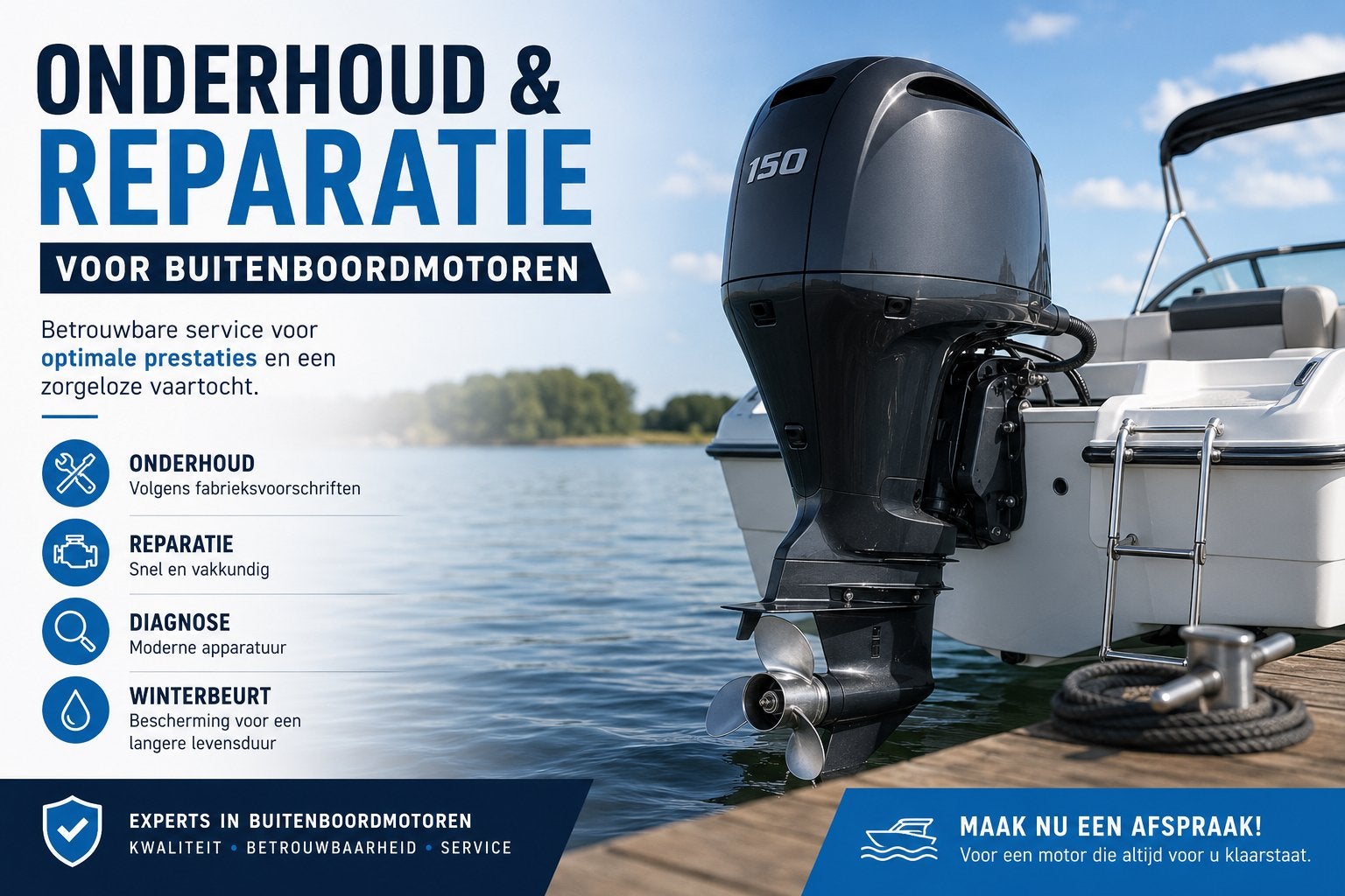 Onderhoud en reparatie service buitenboordmotor, Ophalen of Verzenden