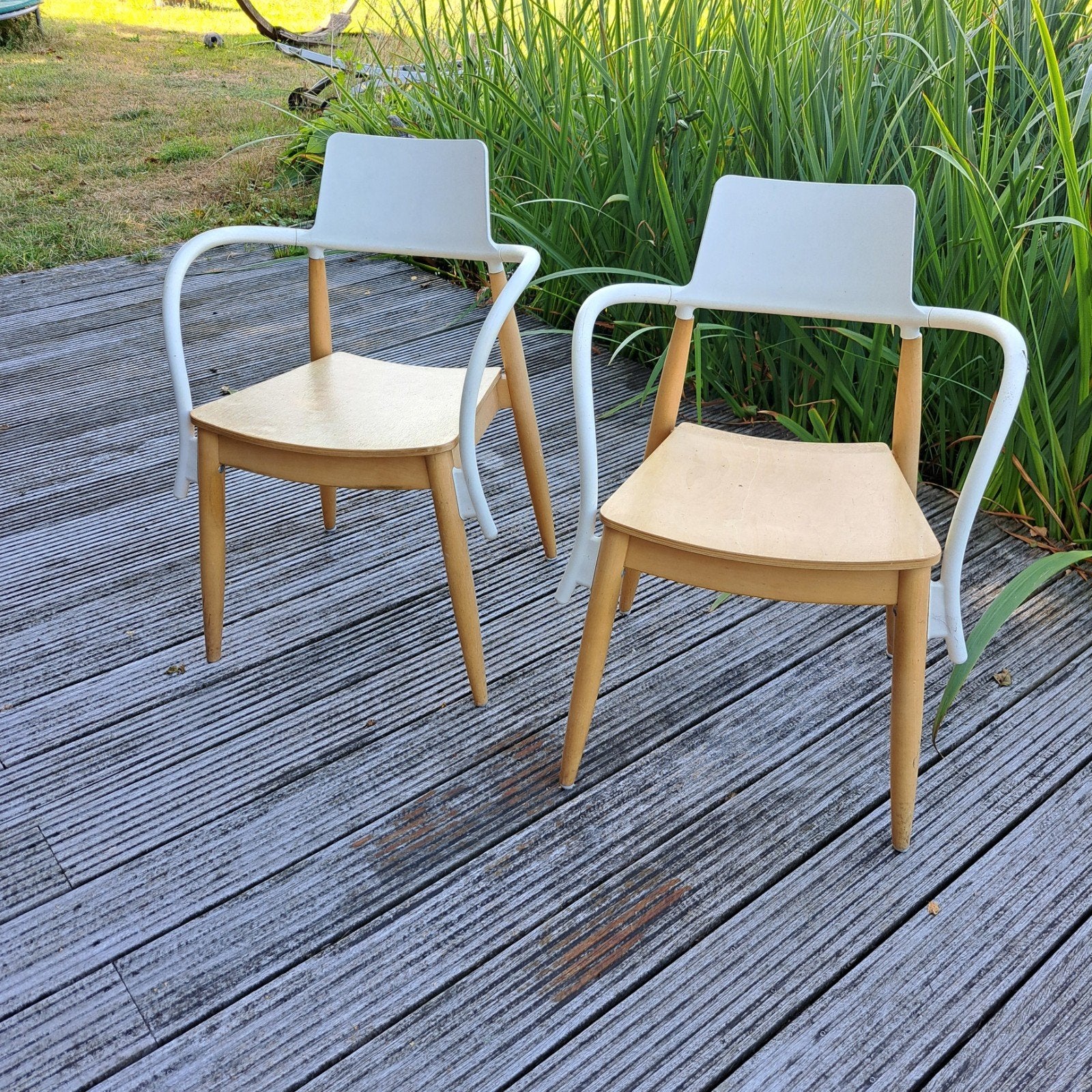 Vintage Ikea PS serie EHLÉN JOHANNSSON "Slingra" stoelen., Hout, Gebruikt, Twee, Wit
