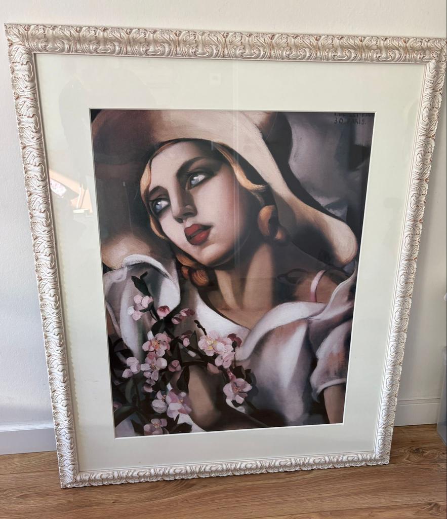 Elegant ingelijste kunstprint van vrouw met bloesem, Antiek en Kunst, Ophalen
