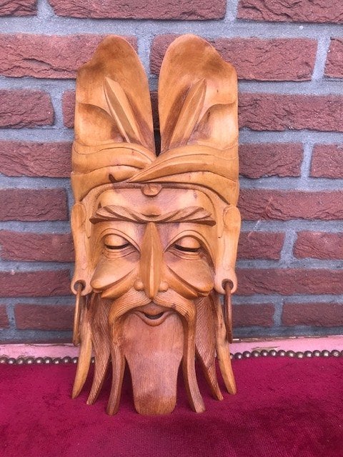 bijzonder houten beeld/masker, godheid-heilige, Antiek en Kunst, Houtsnijwerk, Ophalen of Verzenden, 20 - 50 cm, Gepatineerd