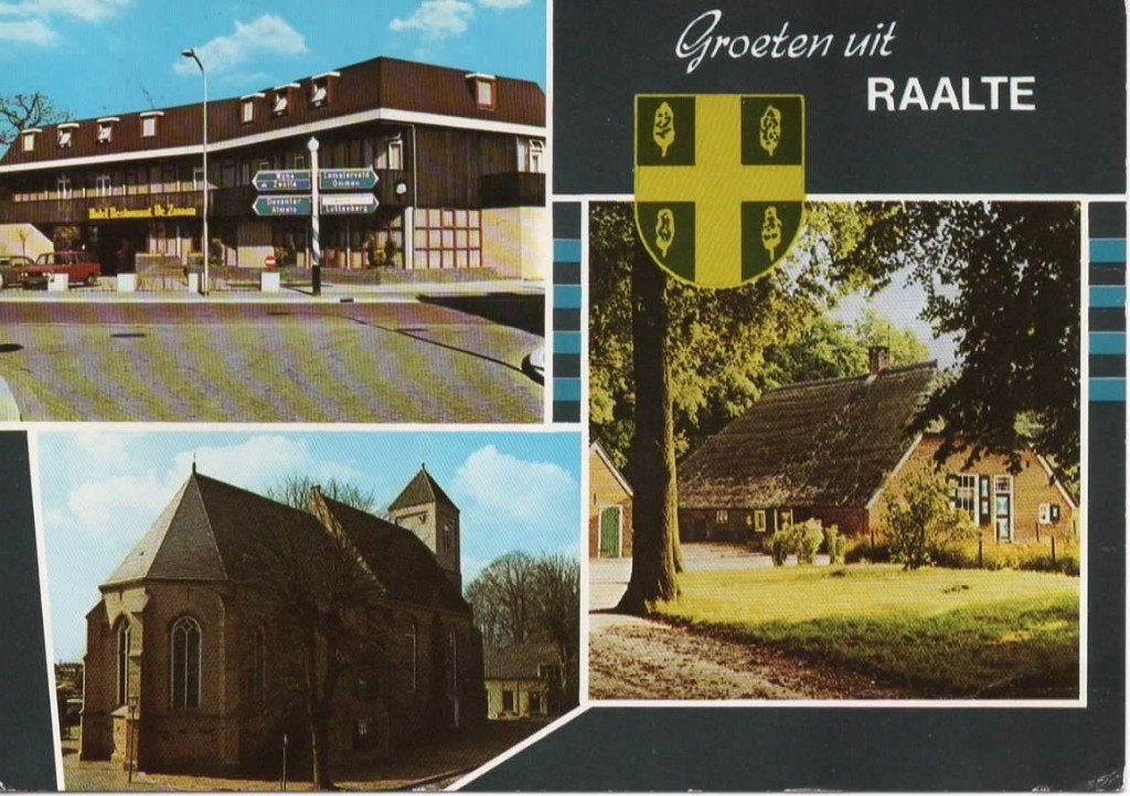 Ansichtkaart Raalte, 3-luik, Hotel, kerk, boerderij, Verzamelen, Ansichtkaarten | Nederland, Ophalen of Verzenden, 1980 tot heden
