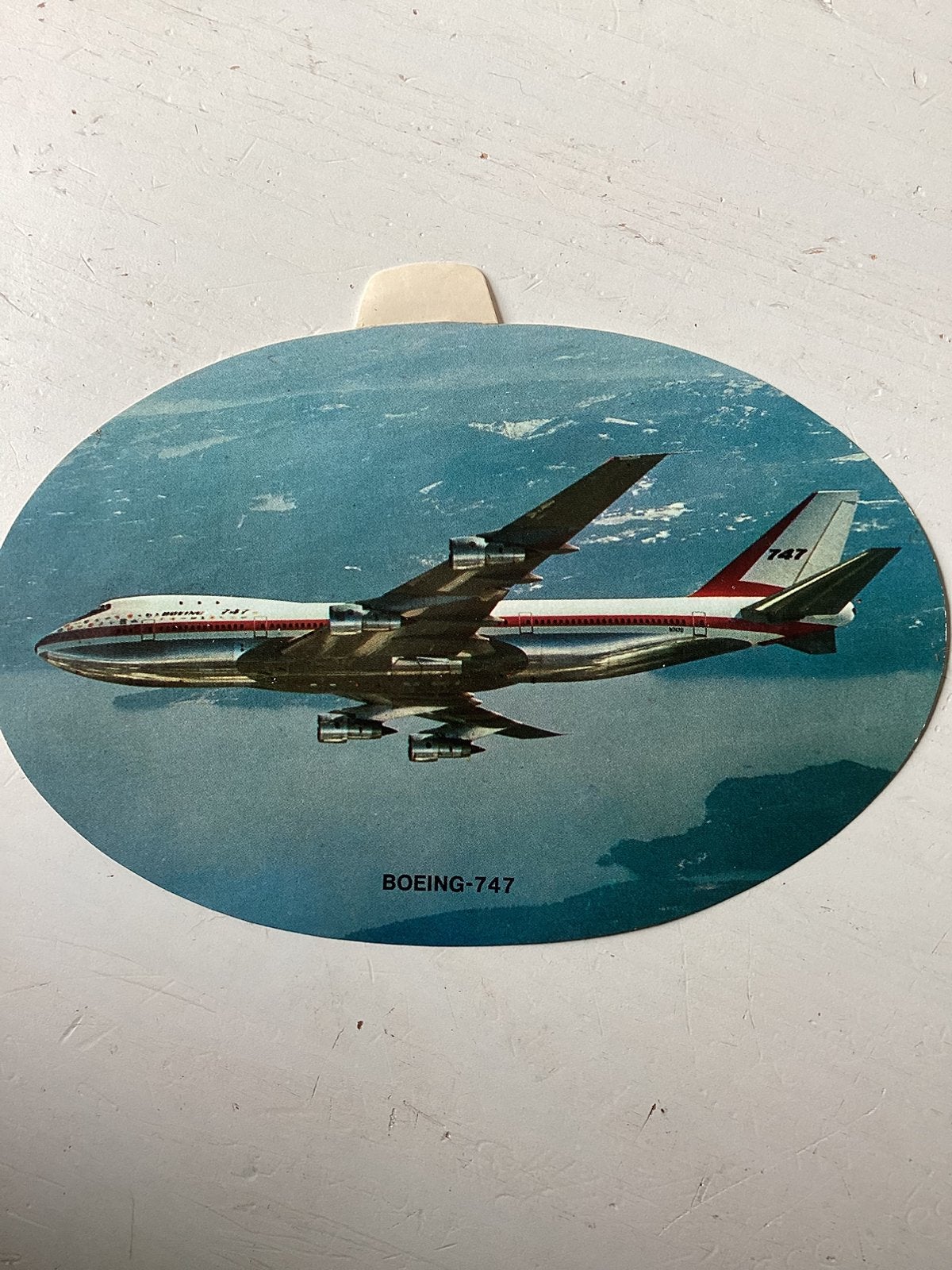 Sticker Boeing 747, Verzenden, Zo goed als nieuw, Kaart, Foto of Prent