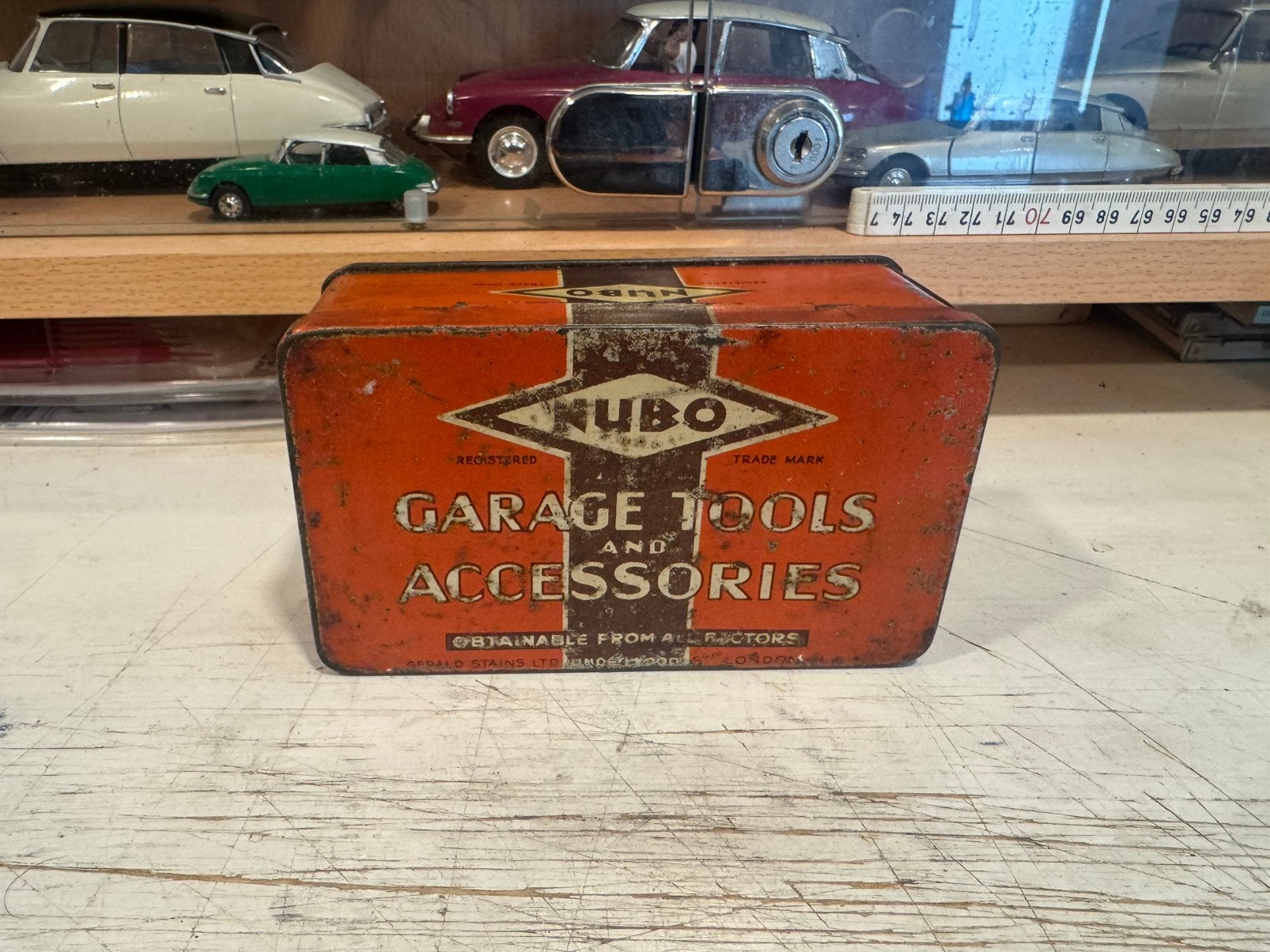 Oude Vintage NUBO Garage Tools Blikje, Ophalen of Verzenden, Gebruikt, Verpakking