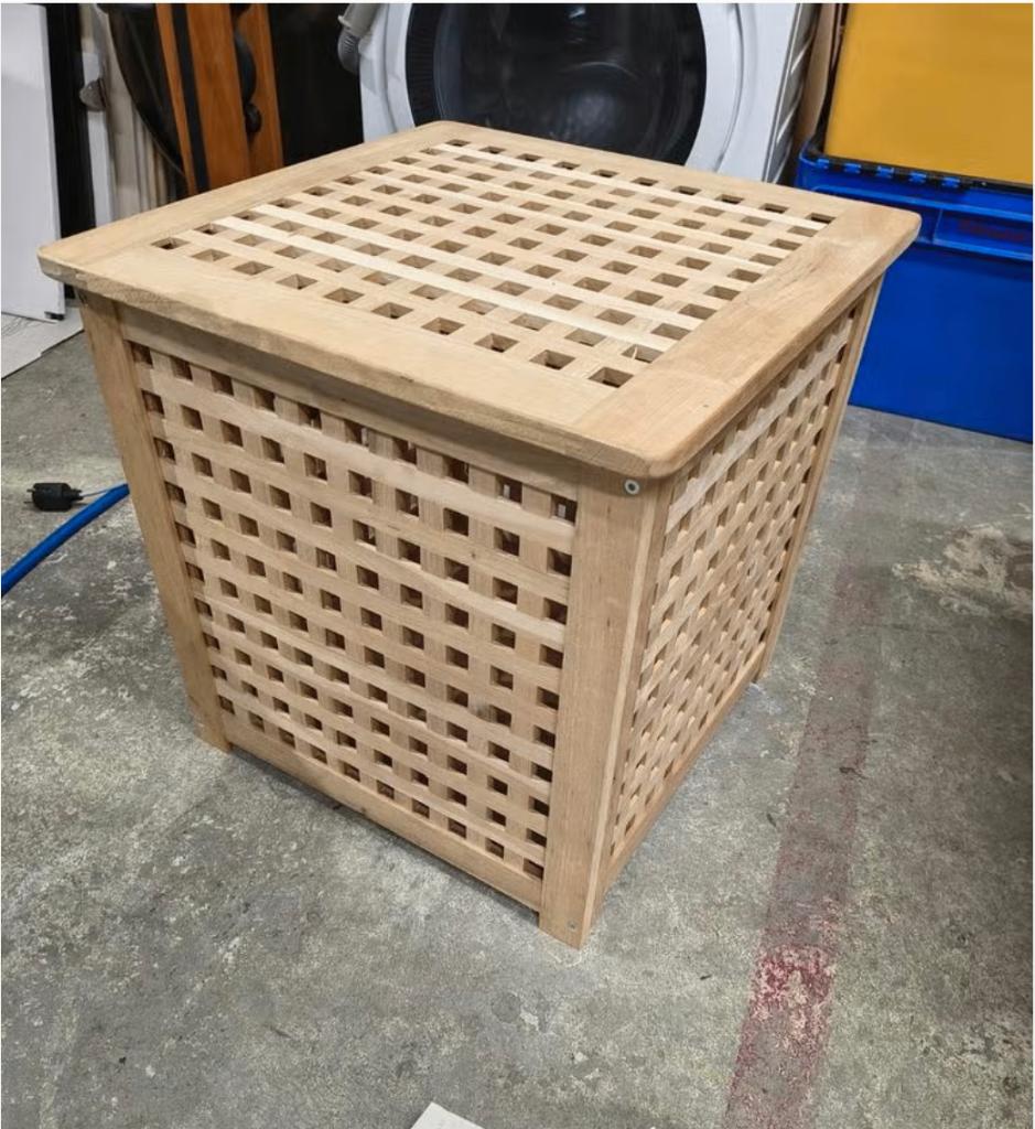 wasmand Ikea Hol acacia houten bijzettafel - opbergbox, Ophalen, ., Zo goed als nieuw, .