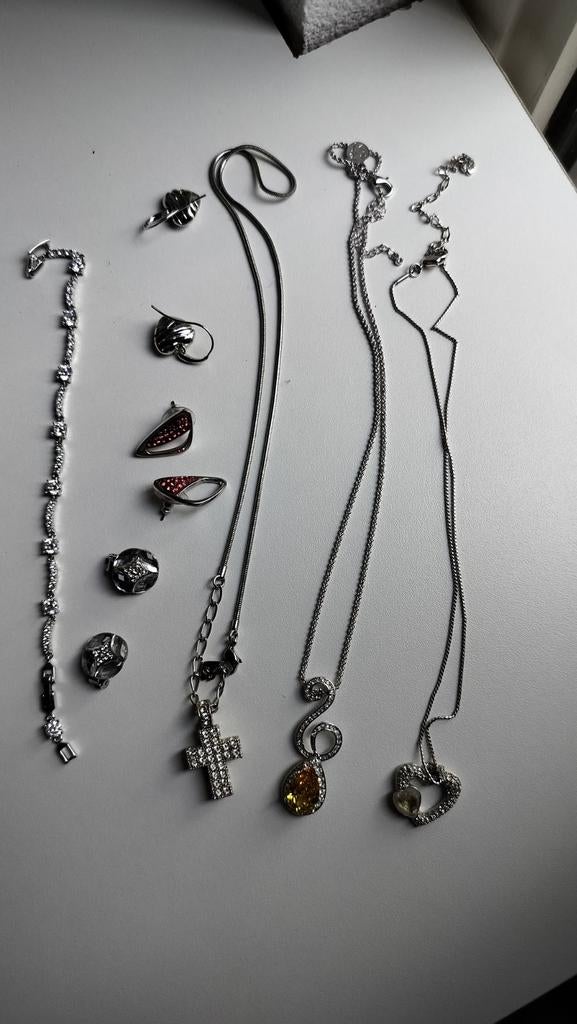 Swarovski en Edelsteen Sieraden Set: Kettingen & Oorbellen, Gebruikt, Met edelsteen, Verzenden, Steen of Mineraal