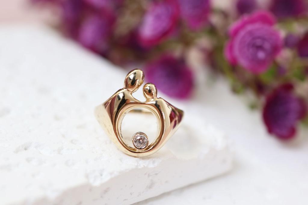 Gouden M'amour Moeder Kind Ring 14 Karaat