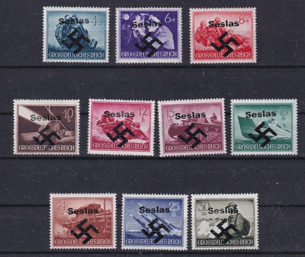 A229) WO2 Duitse bez Seslas Beieren 9x opdrukken geen gar, Ophalen of Verzenden, Duitse Keizerrijk, Postfris