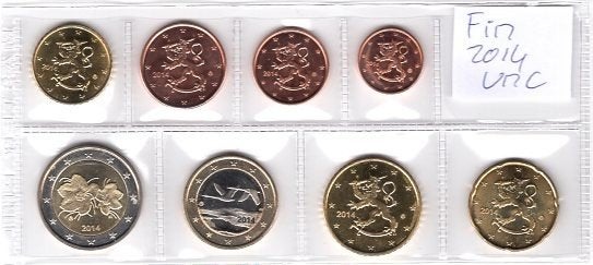 UNC set Finland 2014 - 1 cent t/m 2 euro, Verzenden, Finland, Overige waardes, Setje