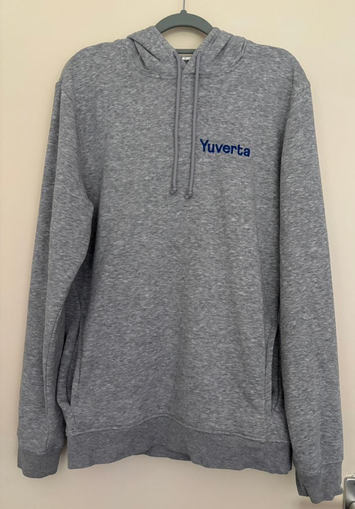 Unisex hoody sweater school Yuverta grijs maat L, Ophalen of Verzenden, Zo goed als nieuw, Maat 42/44 (L), Grijs