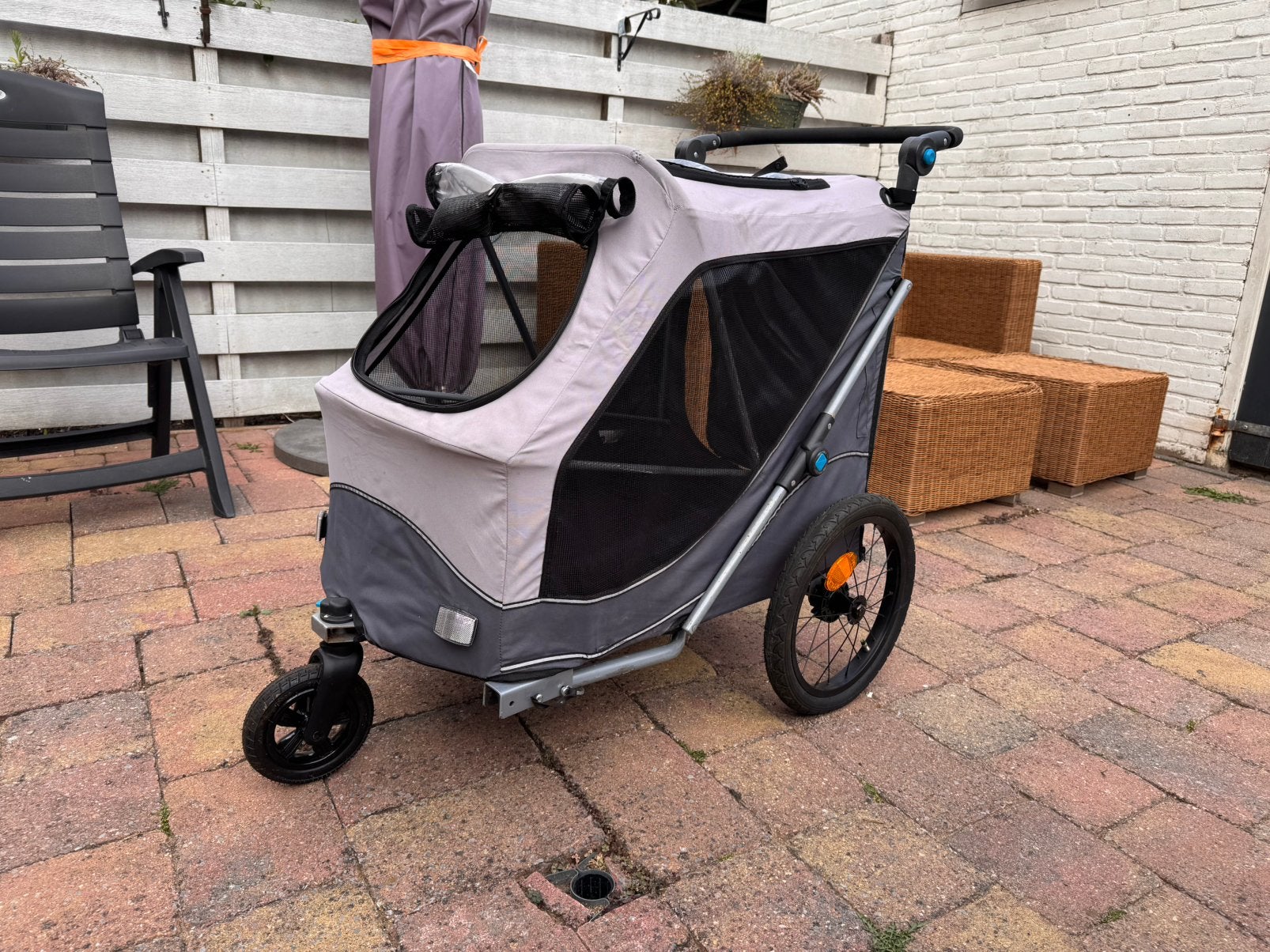 Trixie honden fietskar incl voorwiel en koppelstuk, Ophalen, Gebruikt, Hondenkar, Opvouwbaar