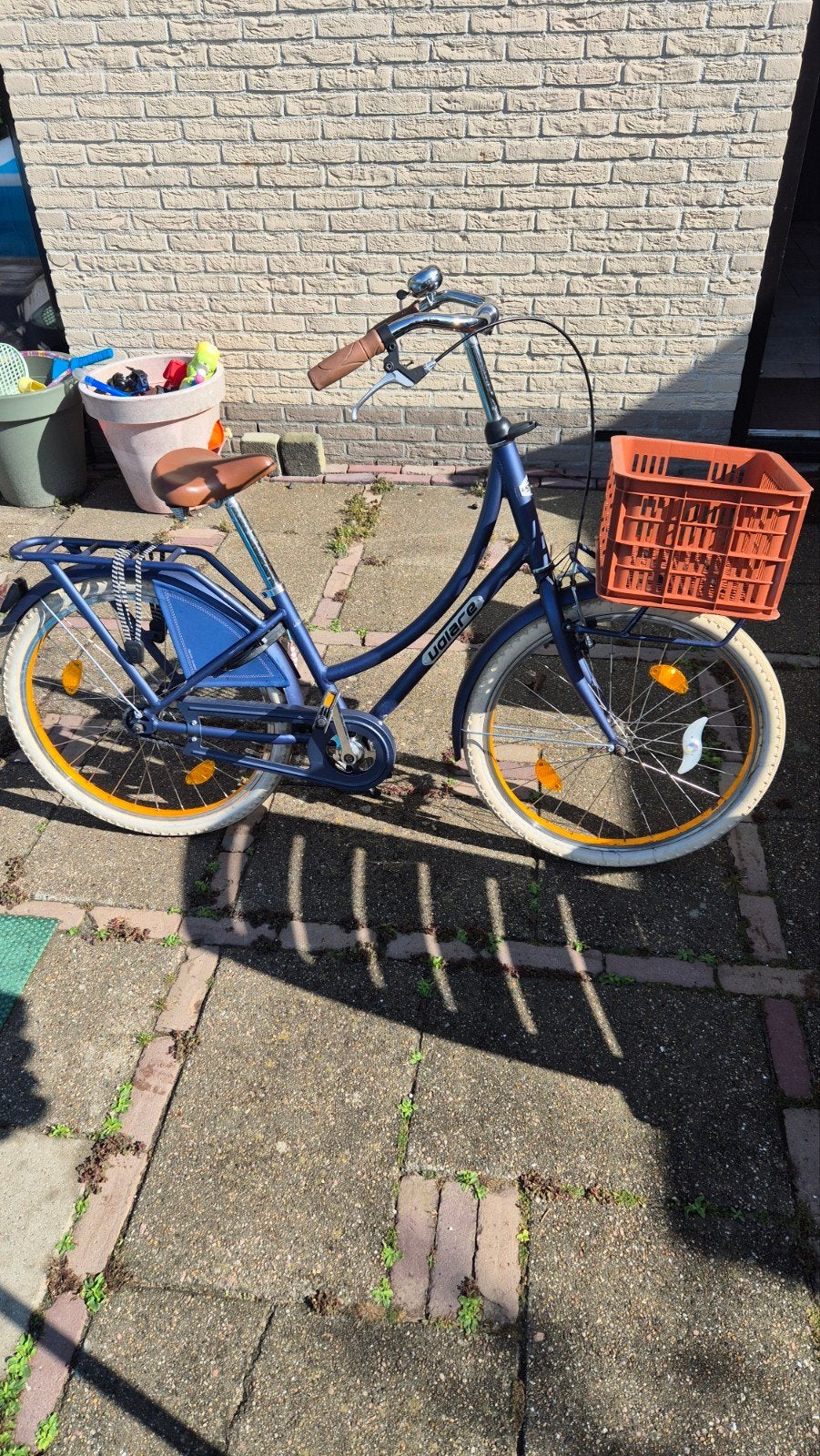Meisjesfiets 24 inch - Blauw met oranje accenten, Fietsen en Brommers, Ophalen, Terugtraprem, Handrem, Urbaco