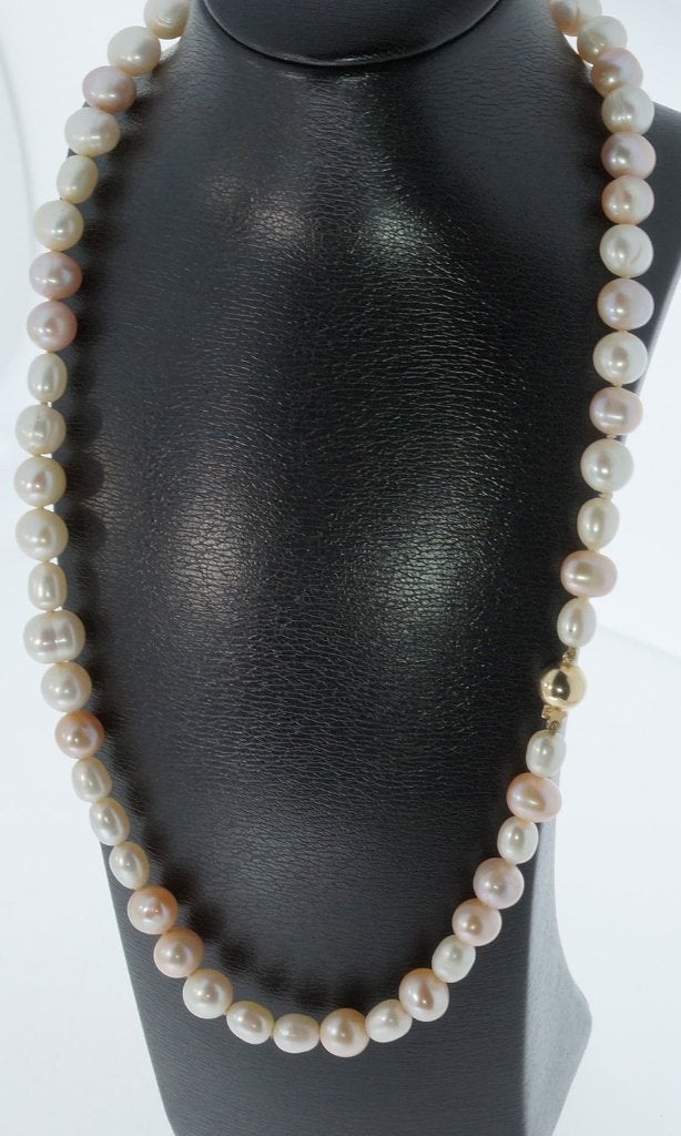 Parel fraaie dames ketting 14k slot goud bol vintage luxe, Voordeelsieraden, Ophalen of Verzenden, Zo goed als nieuw, Met edelsteen